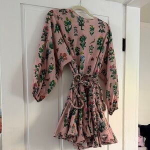Rhode Ella Pink Floral Tie-Waist Mini Dress